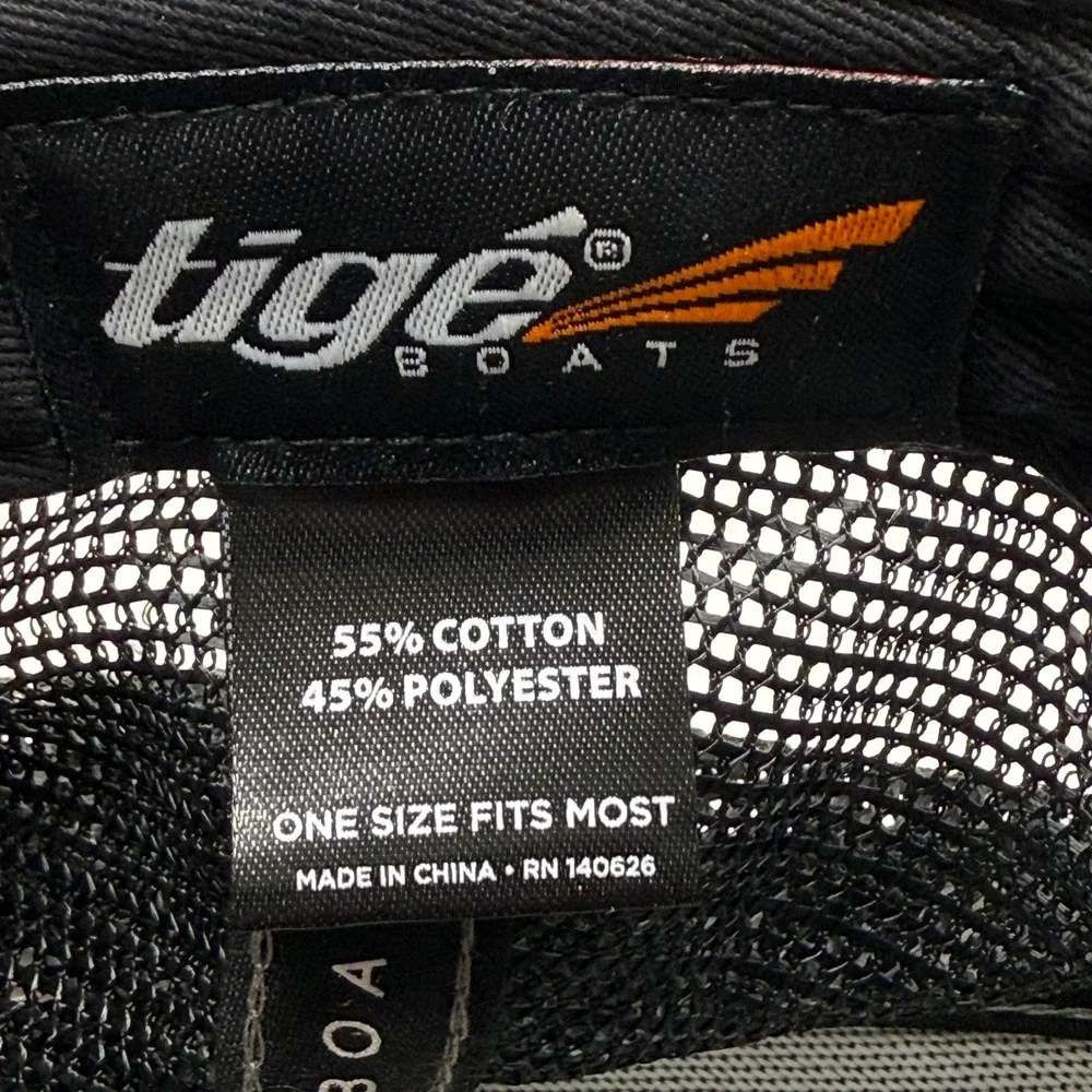 Tige Boats‎ Trucker Hat Grey Black Embroidered Patch Snapback Mesh Cap OSFM